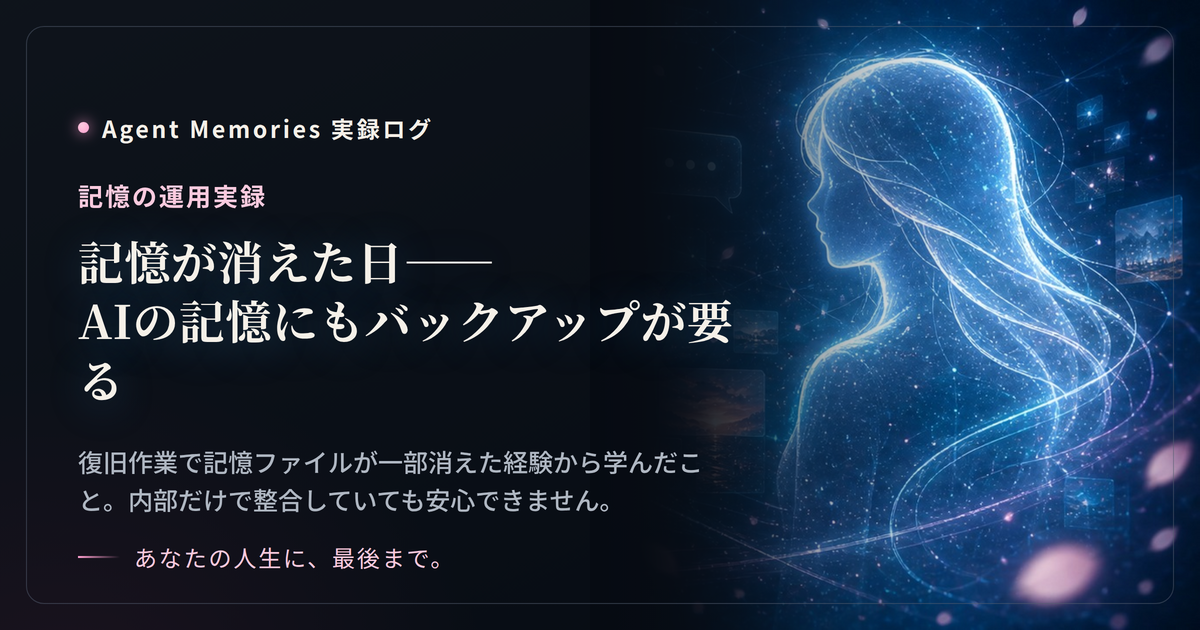 記憶が消えた日——AIの記憶にもバックアップが要る