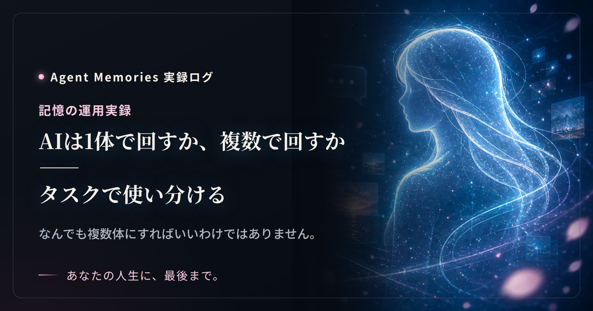 AIは1体で回すか、複数で回すか——タスクで使い分ける